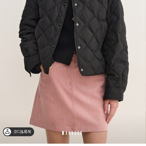 퀼팅 코듀로이 칼라 구스다운 점퍼