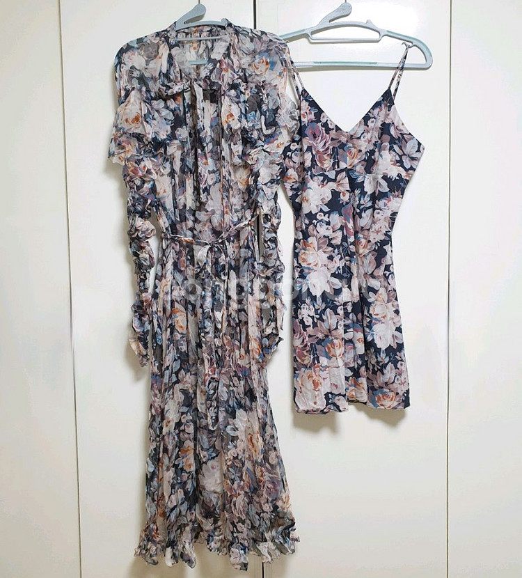 짐머만st 플라워 실크 드레스(캐미솔 세트)--0