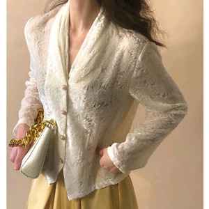 (수입) 벨벳 레이스 블라우스