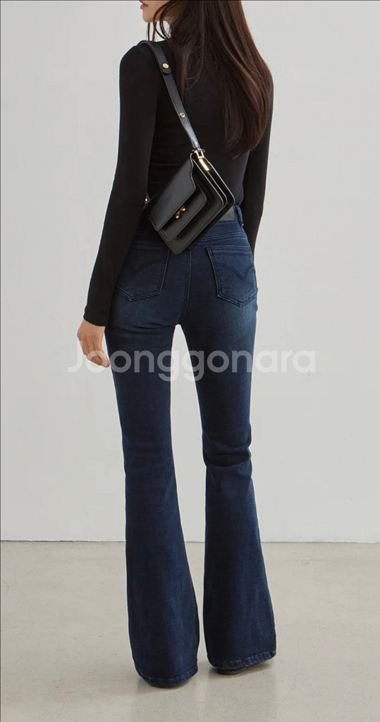 하와 기모 롱부츠컷 데님 진청 베이직 S 새상품--1