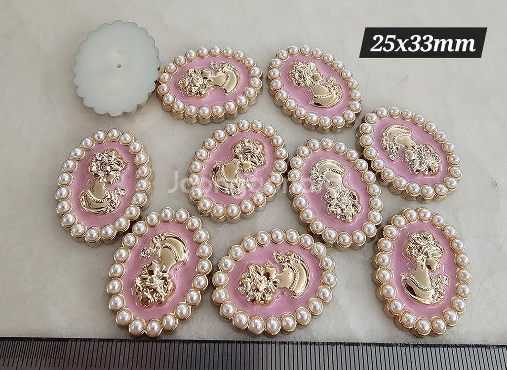 타원형 진주여인 핑크색상 10개 일괄--0