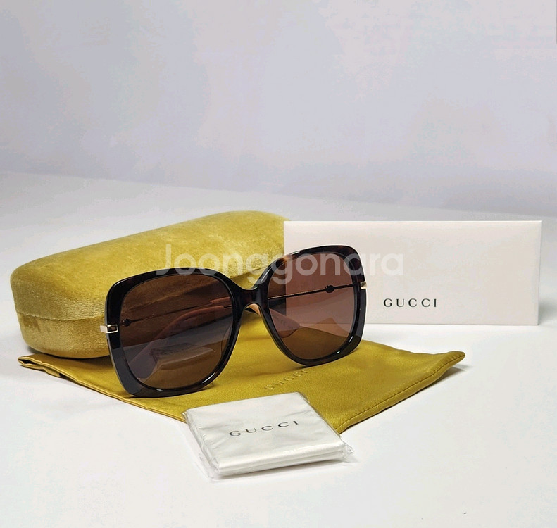 구찌 스퀘어 하바나 골드 브라운 선글라스[새상품&정품]--0