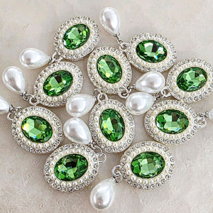 금속 타원형그린 진주달랑이 10개 일괄