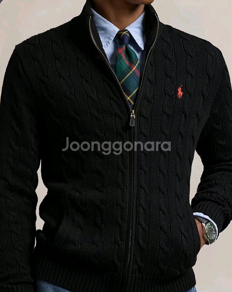 폴로 랄프로렌 케이블 니트 집업 자켓--2