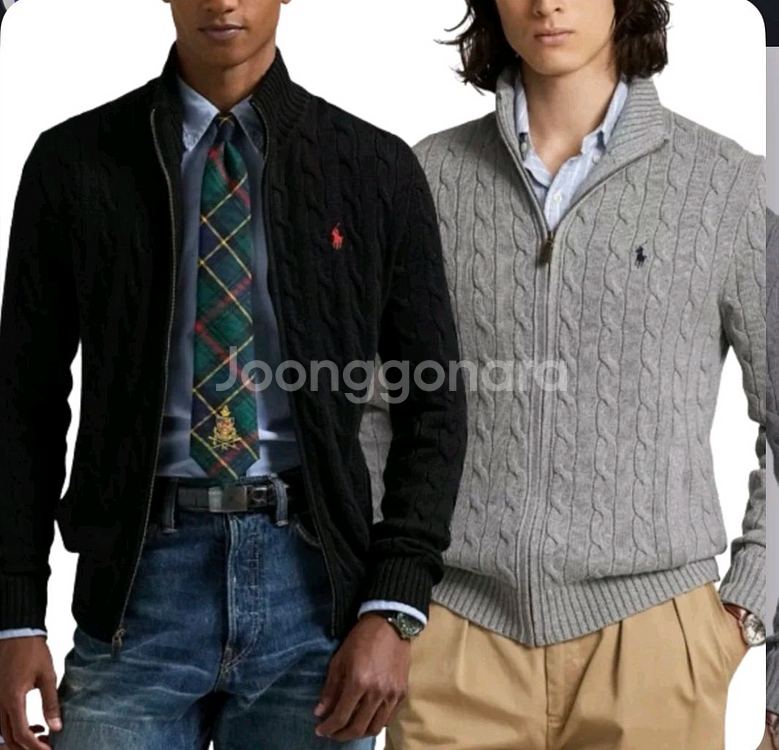 폴로 랄프로렌 케이블 니트 집업 자켓--0