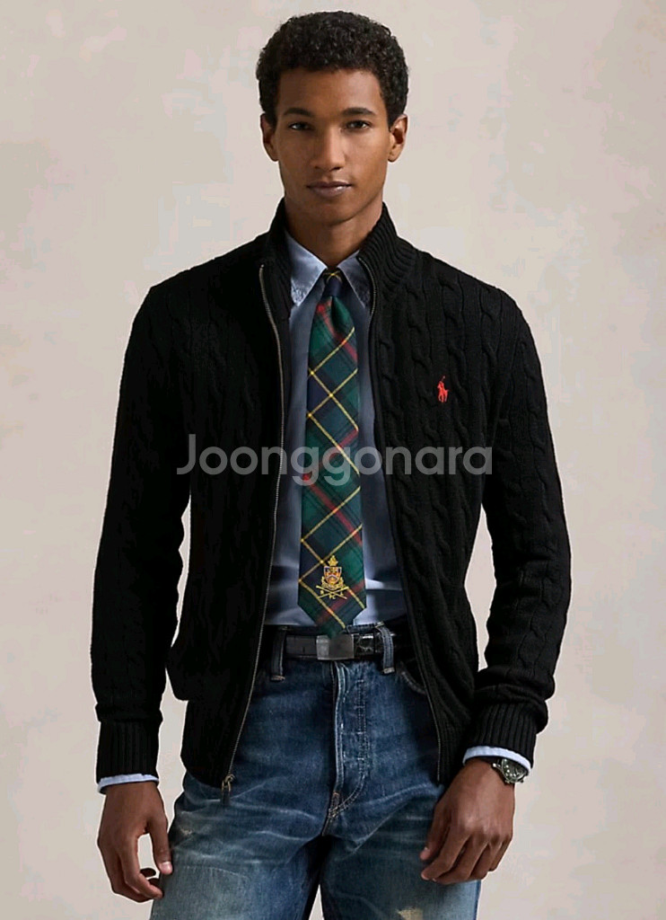 폴로 랄프로렌 케이블 니트 집업 자켓--1