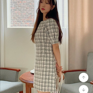 에이블리 하운드체크 트위드 원피스 그레이