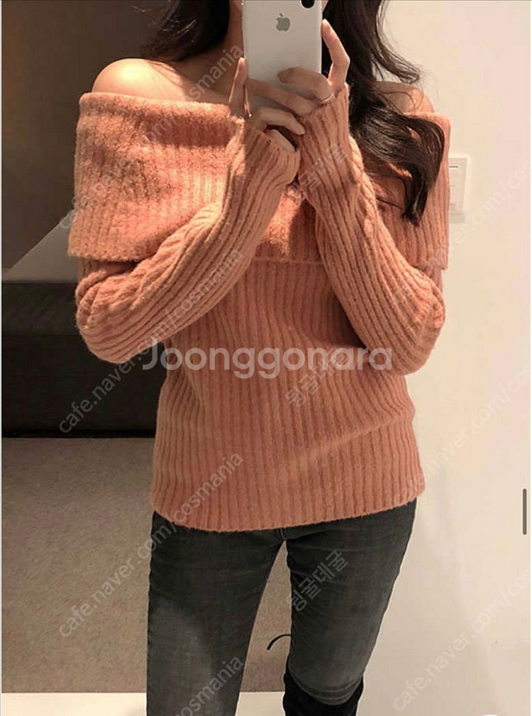 하와 오프숄더 니트--2