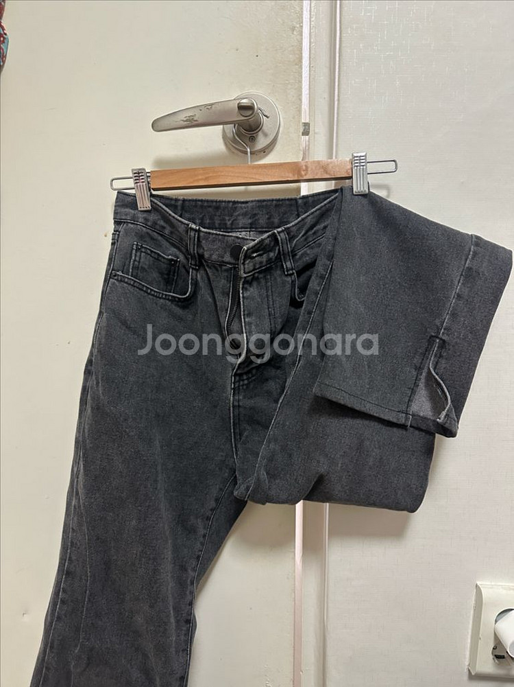 트임 흑청 와이드 청바지 S--0