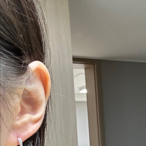 14k 화이트 골드 화골 링 귀걸이 원터치 귀걸이