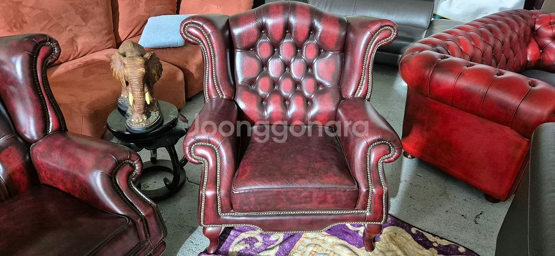 체스터필드 이태리 전체 천연 가죽 4인+1인 소파--3