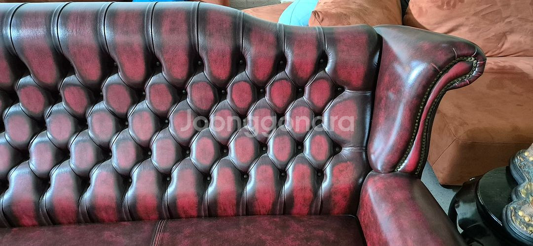 체스터필드 이태리 전체 천연 가죽 4인+1인 소파--7