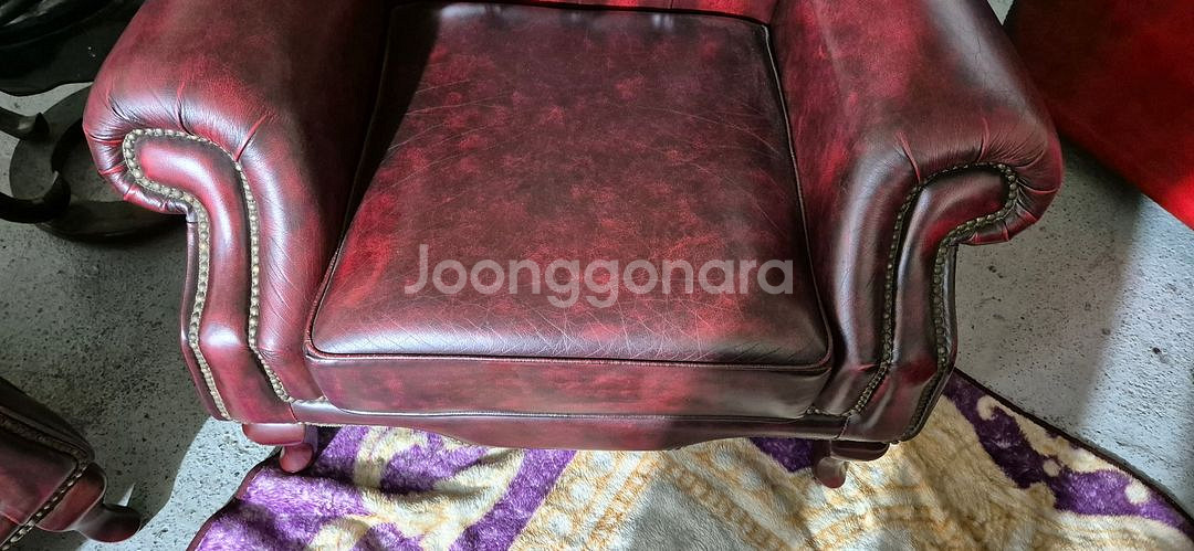 체스터필드 이태리 전체 천연 가죽 4인+1인 소파--8