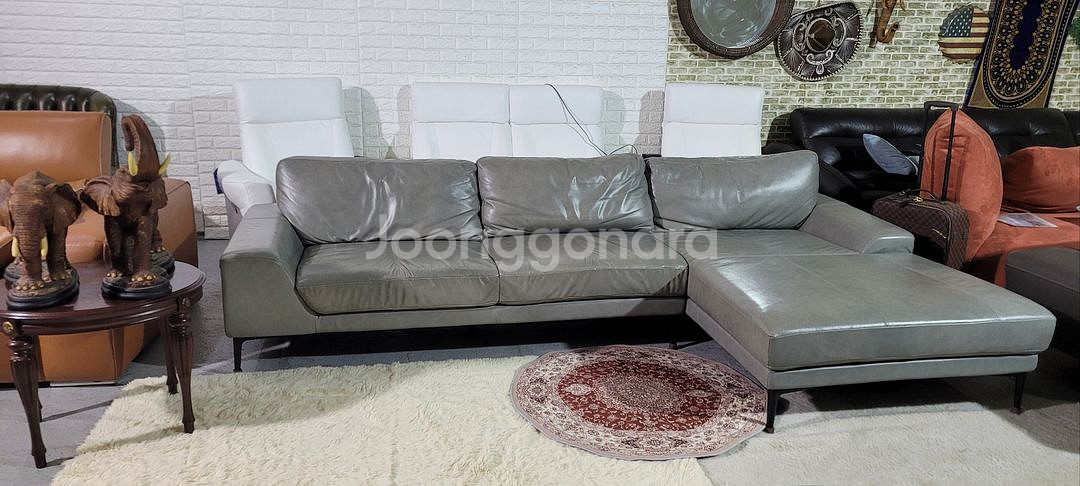 까사미아 콜트 천연가죽 4인 카우치 소파--0