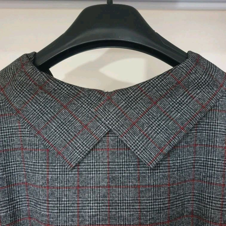 비비안웨스트우드 글렌체크 카울넥 모직 원피스--4