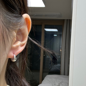 14k 물방울 링 귀걸이 화이트골드 화골 원터치 귀걸이