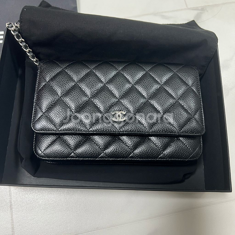 샤넬 woc 은장 캐비어 체인지갑 가방--0
