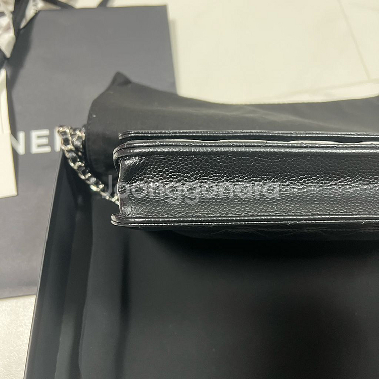 샤넬 woc 은장 캐비어 체인지갑 가방--4