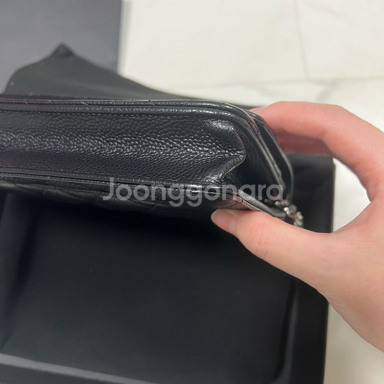 샤넬 woc 은장 캐비어 체인지갑 가방--3