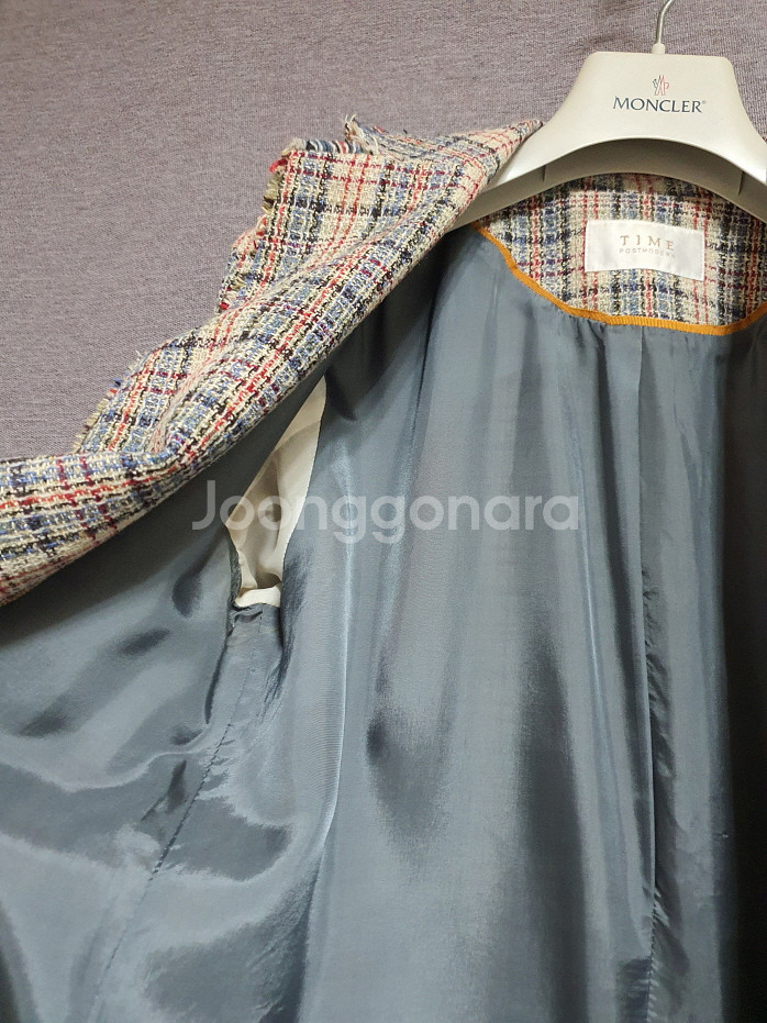 타임 time 실크 트위드 롱 자켓 55사이즈--5