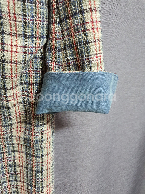 타임 time 실크 트위드 롱 자켓 55사이즈--7