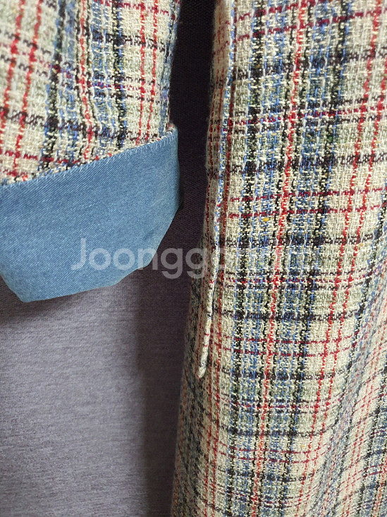 타임 time 실크 트위드 롱 자켓 55사이즈--8