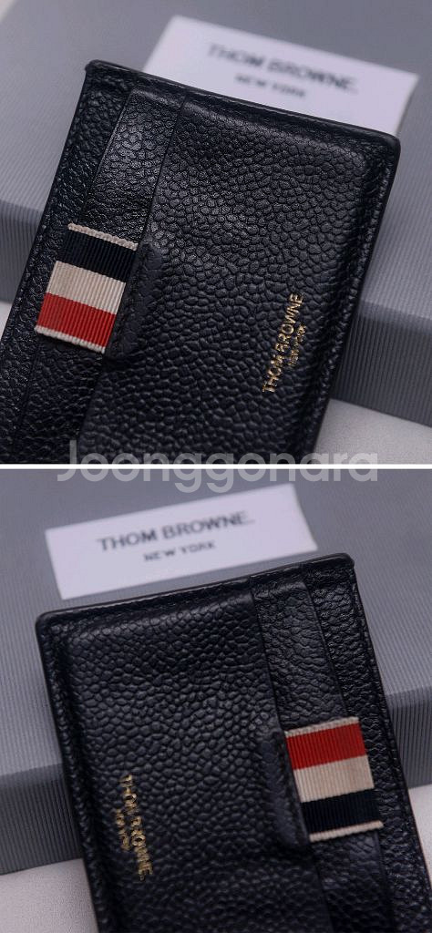 톰브라운 RWB 탭 그레인 페블레더 2cc 카드지갑--7