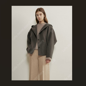 한섬 더캐시미어 이태리 베이비라마 후드 핸드메이드 자켓 44 반코트 정품