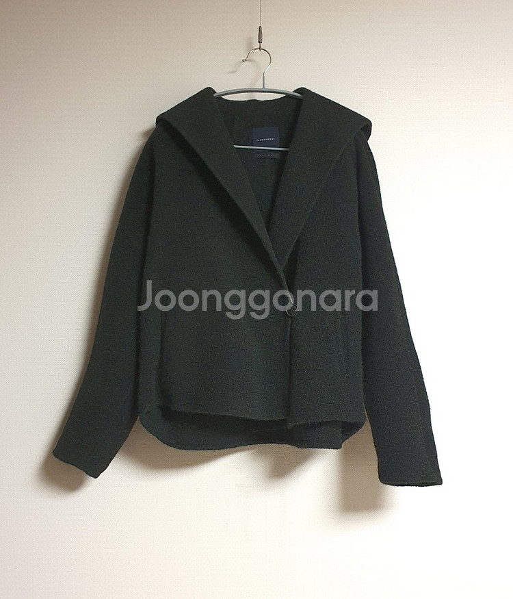 한섬 더캐시미어 이태리 베이비라마 후드 핸드메이드 자켓 44 반코트 정품--4