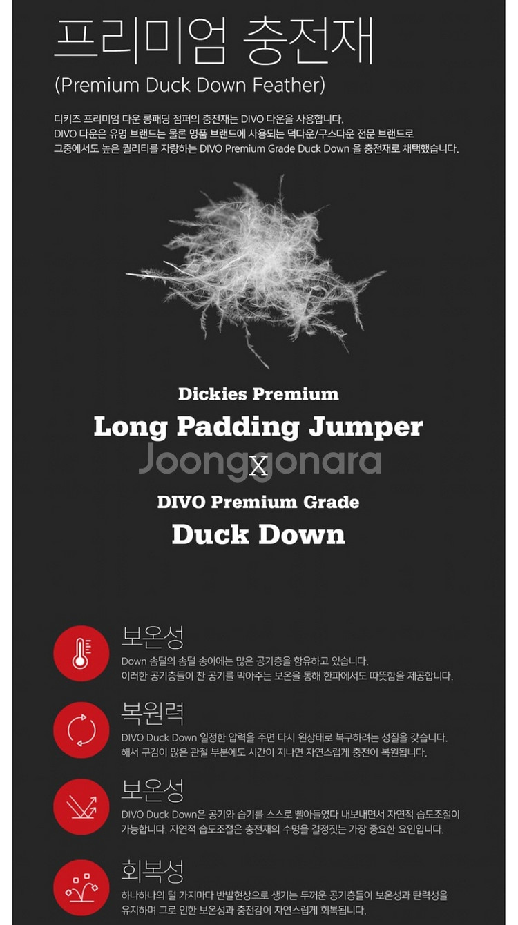 Dickies정품)디키즈20FW156웜업덕다운롱패딩미개--6