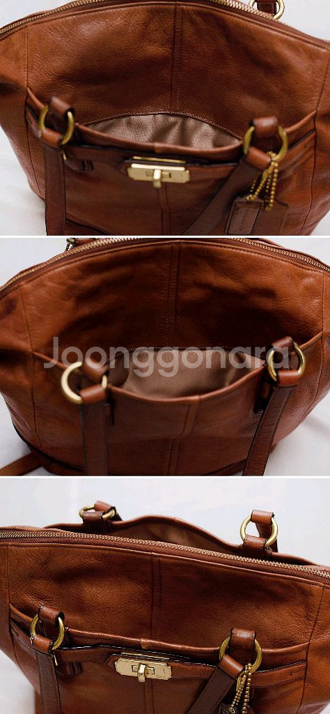 코치 에머슨 딥브라운 첼시레더 토트.숄더백 브리프케이스--6