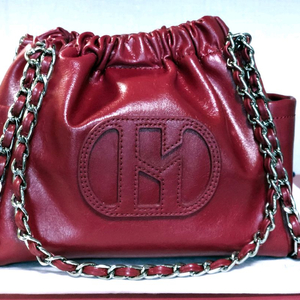 헤지스 버건디 가죽 체인 숄더백