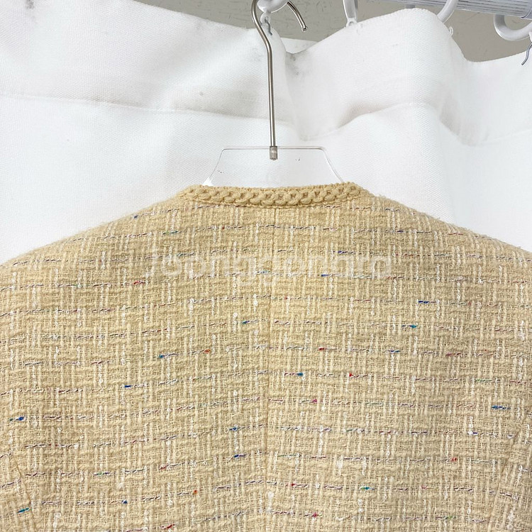 (착샷O) 버터옐로우 진주버튼 트위드자켓--4