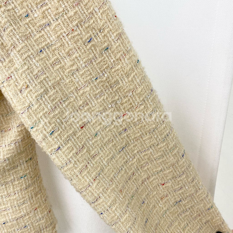 (착샷O) 버터옐로우 진주버튼 트위드자켓--5