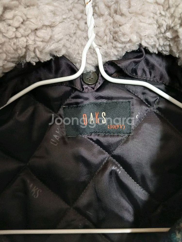 닥스 키즈 체크 무늬 숏 코트 퍼 카라 사이즈 130(9y)--2