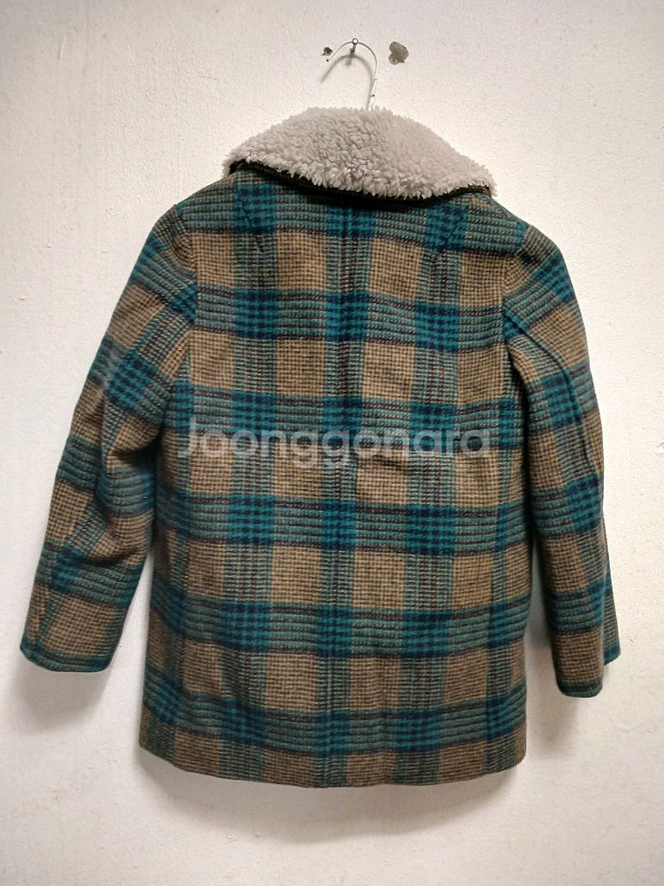 닥스 키즈 체크 무늬 숏 코트 퍼 카라 사이즈 130(9y)--1