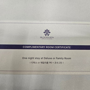 블룸비스타 호텔 숙박권
