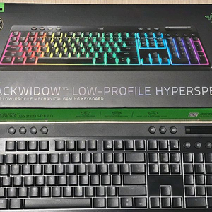 레이저 블랙위도우 v4 로우프로파일 황축(옐로우축) 풀배열 기계식 게이밍 키보드