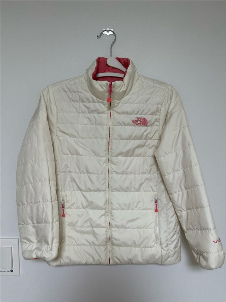 노스페이스 키즈 리버시블 패딩 140 양면 화이트 핑크 이미지