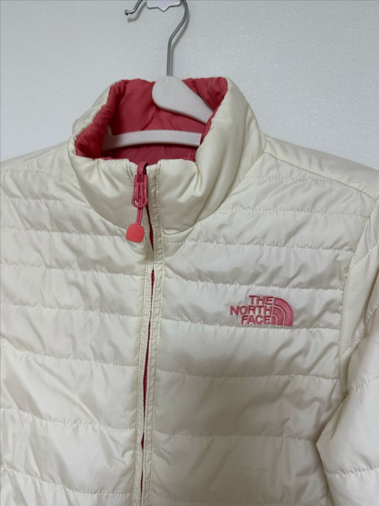 노스페이스 키즈 리버시블 패딩 140 양면 화이트 핑크 이미지