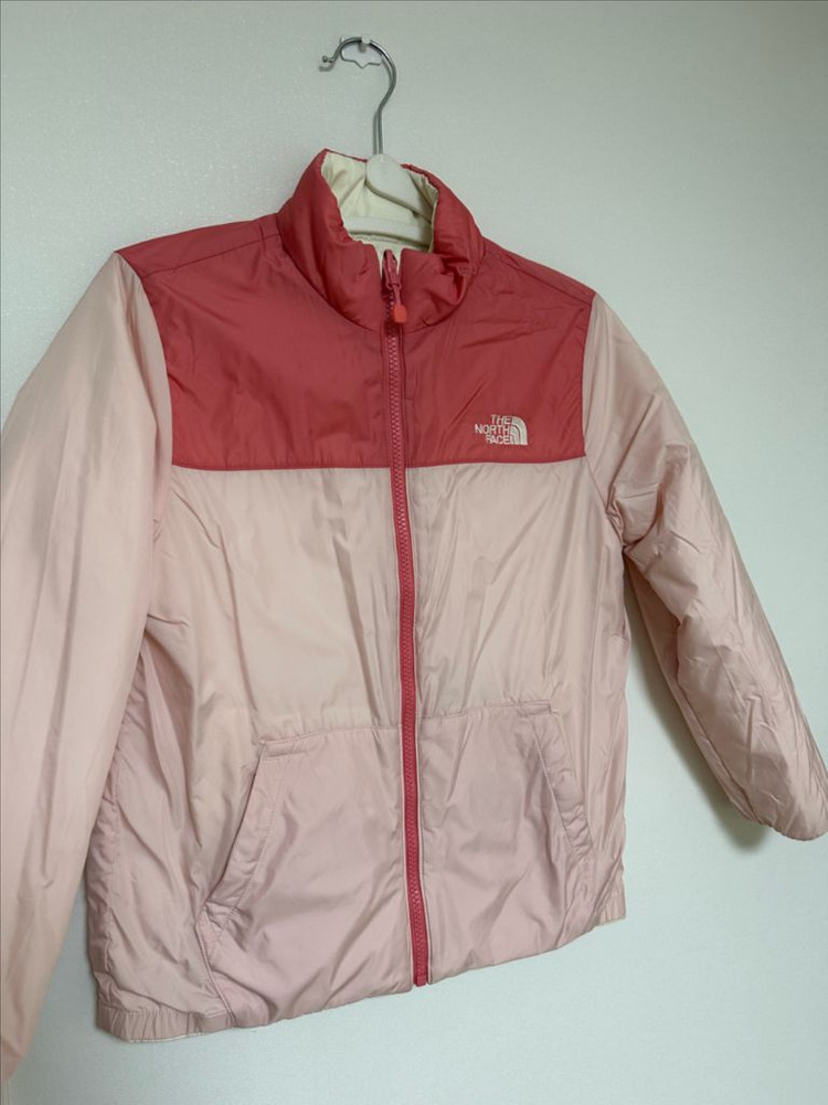 노스페이스 키즈 리버시블 패딩 140 양면 화이트 핑크 이미지