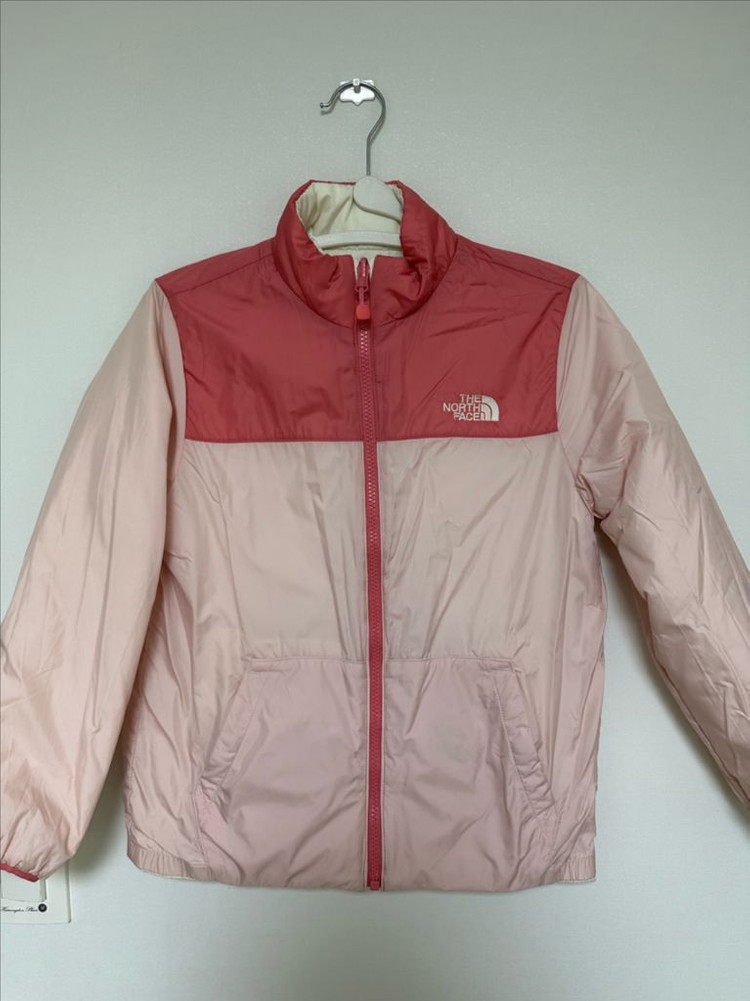 노스페이스 키즈 리버시블 패딩 140 양면 화이트 핑크 이미지