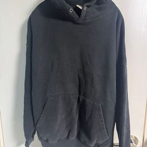 블랙 베이직 후드 맨투맨