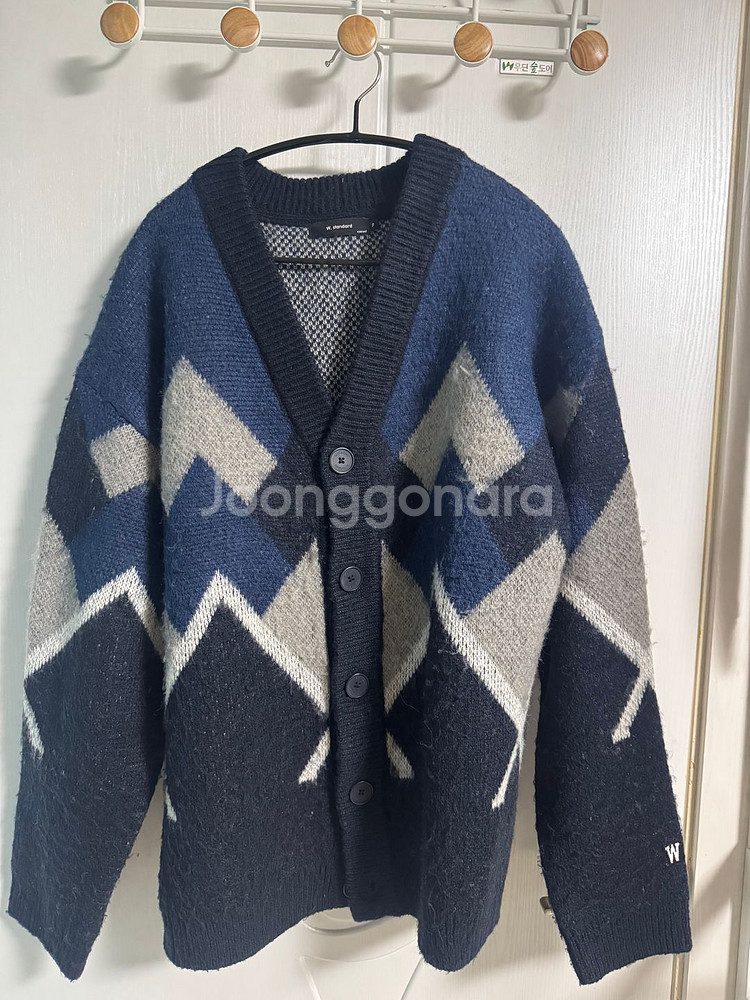 더블유스탠다드 아가일 브러쉬드 가디건--0