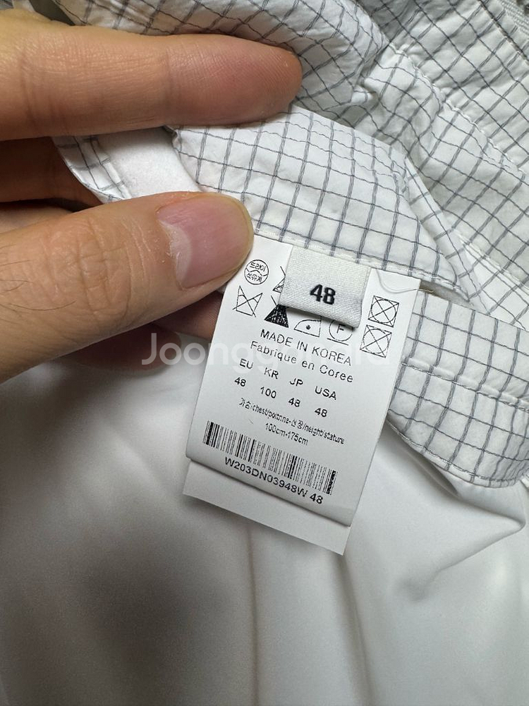 우영미 남성 화이트 커프스 디테일 다운 자켓 L(48)--2