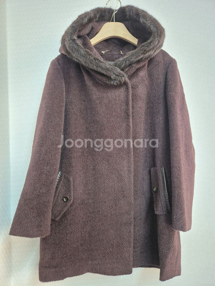 올리비아 로렌 밍크 후드 코트 100--0