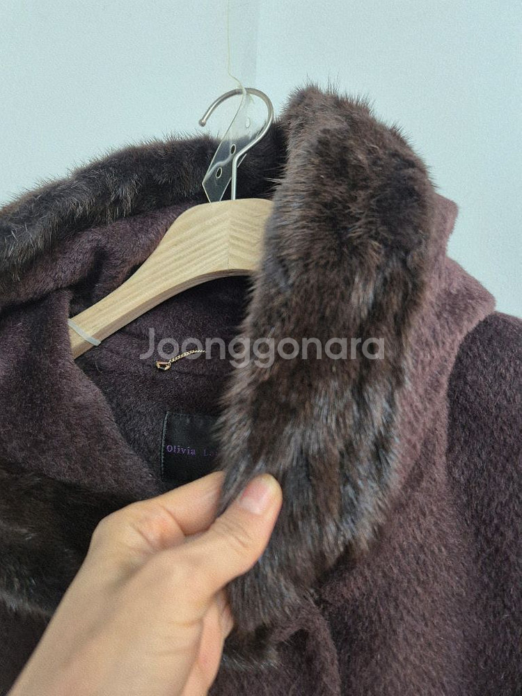 올리비아 로렌 밍크 후드 코트 100--4