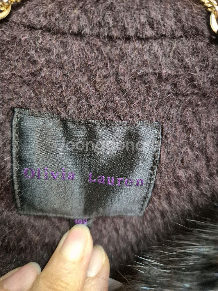 올리비아 로렌 밍크 후드 코트 100--5