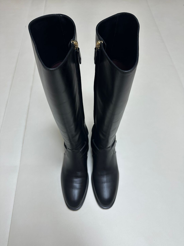 38 샤넬 하이 부츠 카프스킨 골드 메탈--1