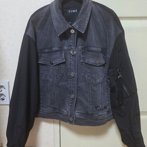 타임 흑청 데님 자켓